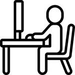 Student working at a desk icon